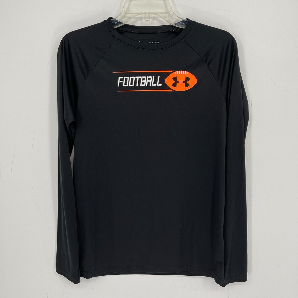 Under Armour Boy's Black Football Graphic Long Sleeve Active Shirt Size XL Youth